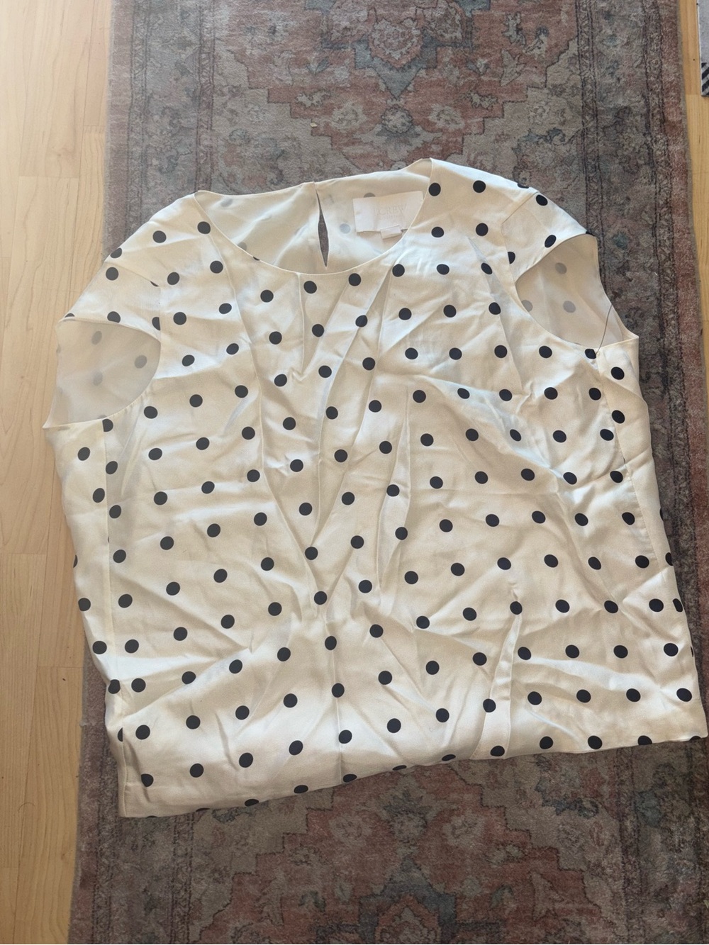 RARE J. Crew Collection Polka Dot Cap Sleeve Blouse Size 6 Silk Preppy